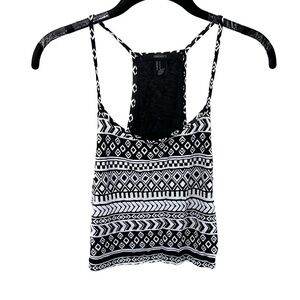 Forever 21 Tank Top Thin Strap Cropped Aztec Geometric Print U-Neck Pull On Top